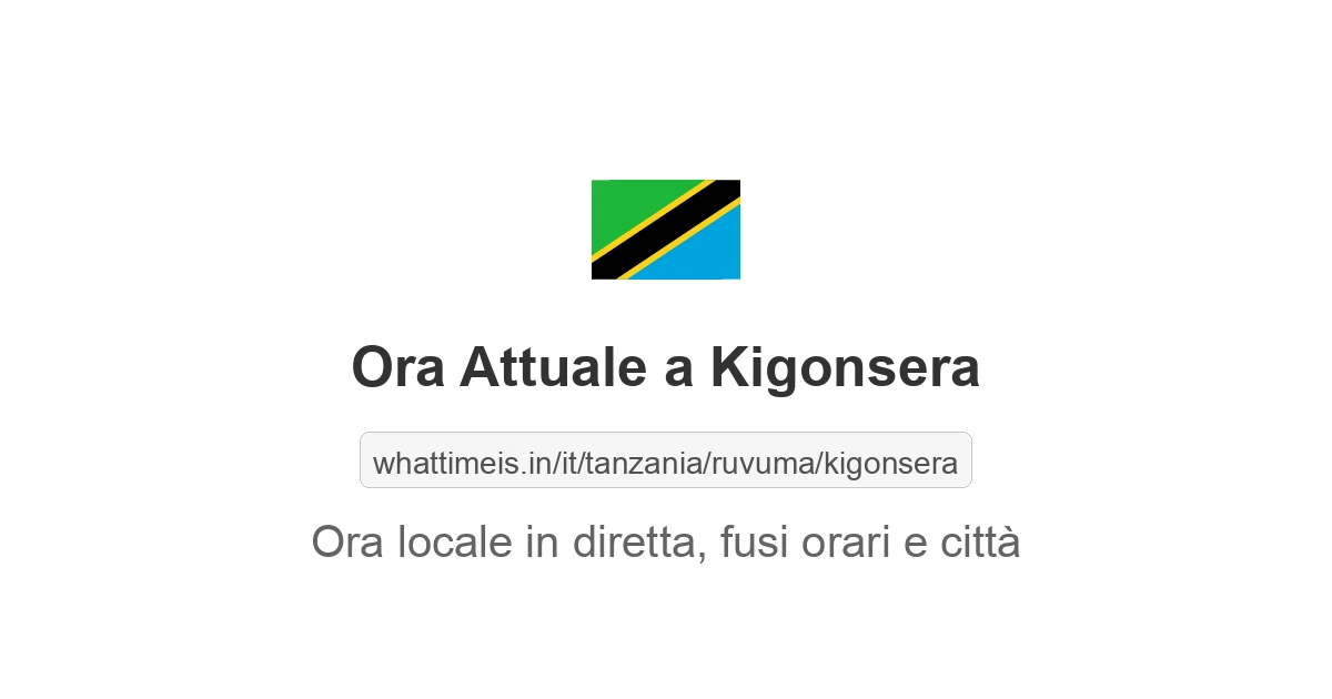 Che ora è a: Kigonsera