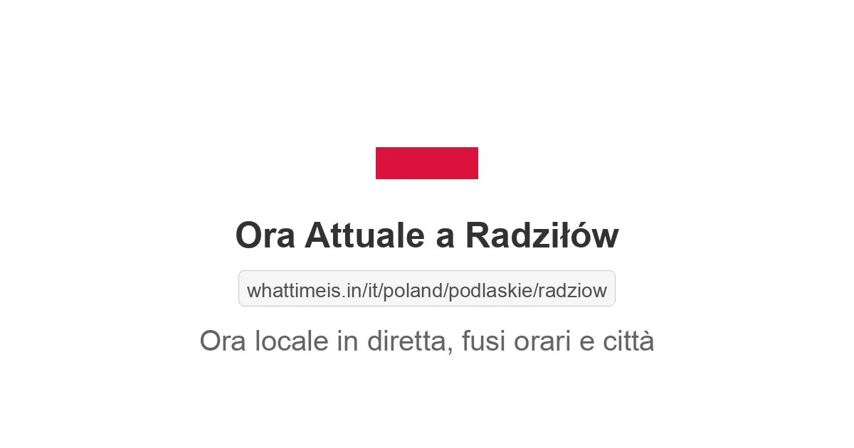 Che ora è a: Radziłów