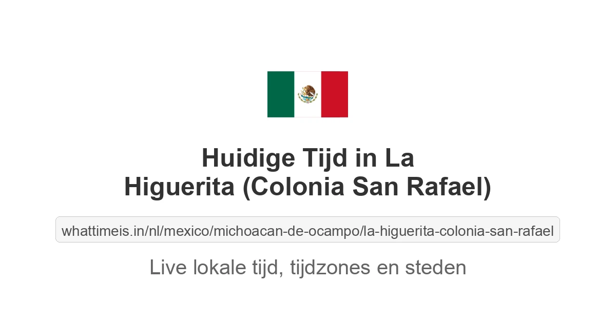 Huidige tijd in La Higuerita (Colonia San Rafael)
