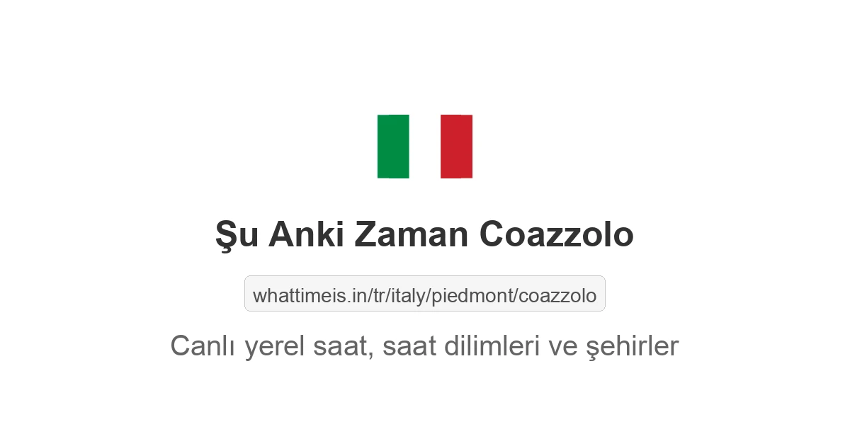 Coazzolo şehrinde şu anki saat