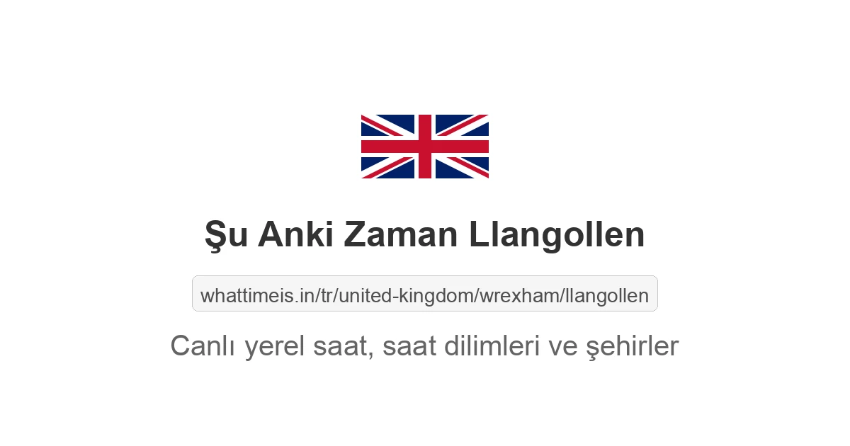 Llangollen şehrinde şu anki saat