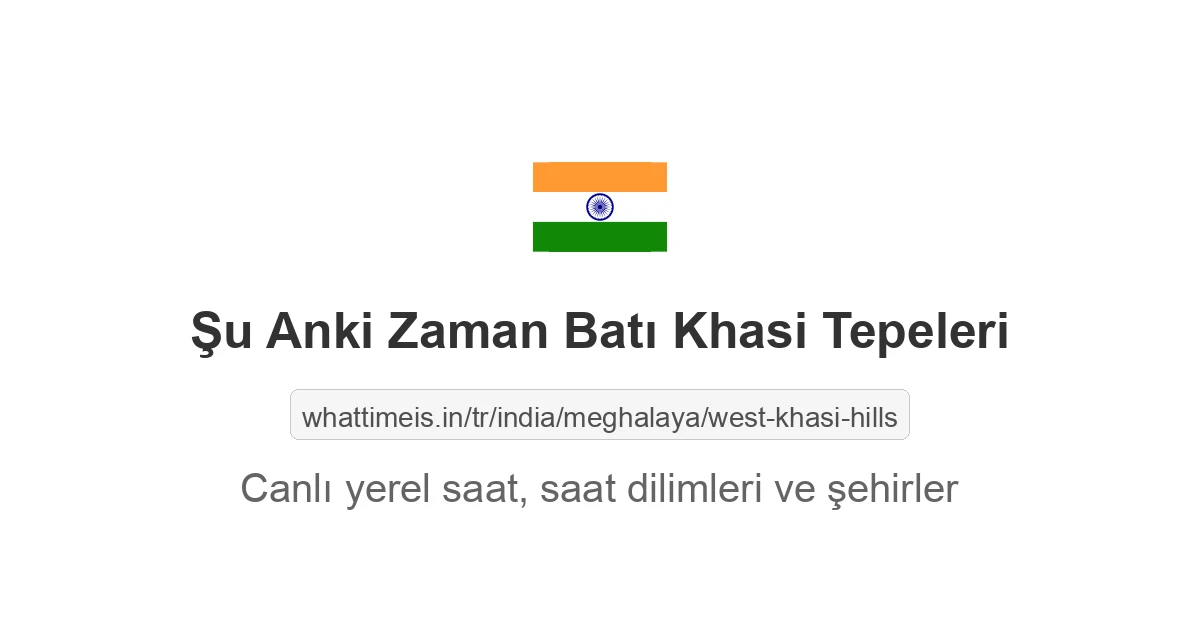 Batı Khasi Tepeleri şehrinde şu anki saat